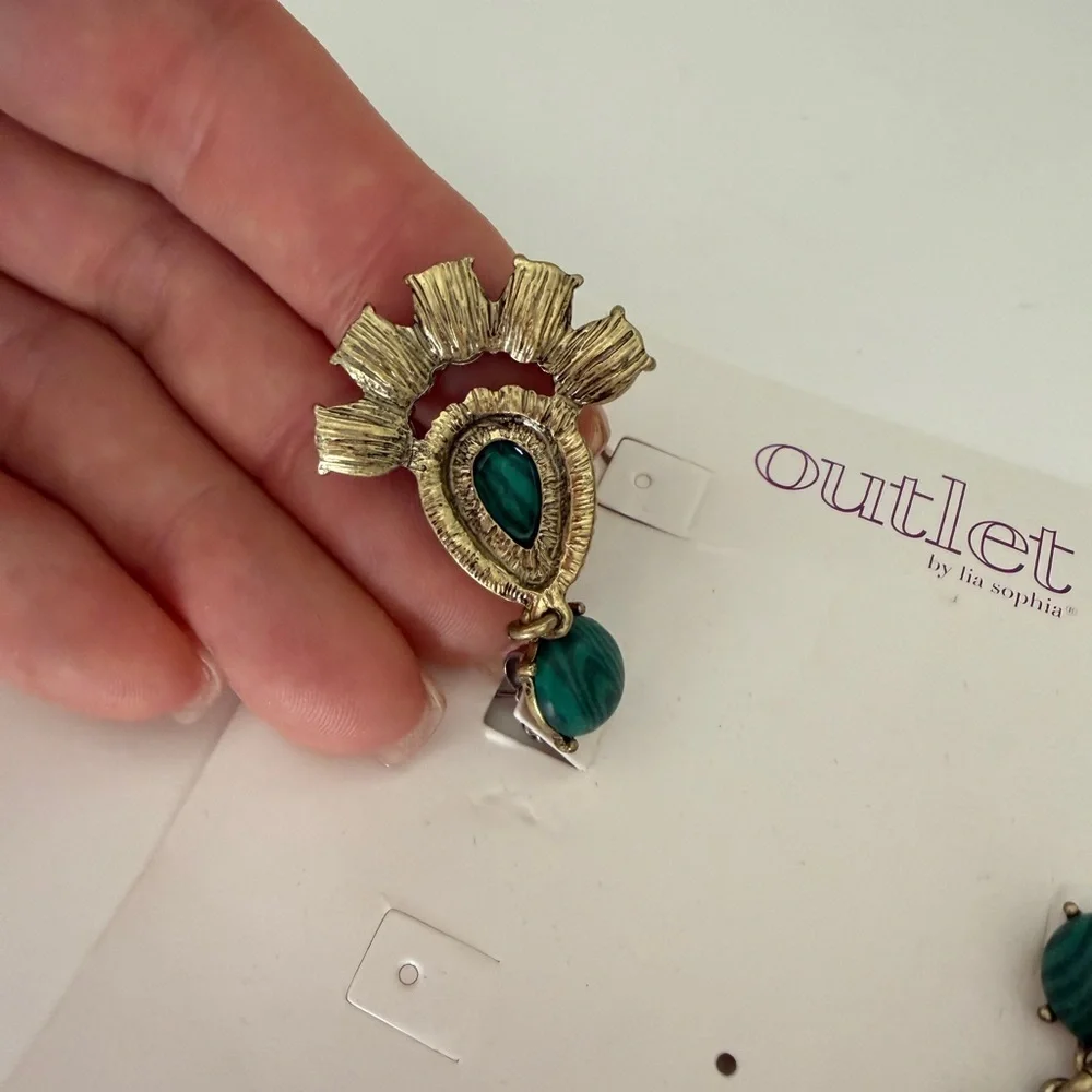 Lia Sophia Teal and Silver Teardrop Earrings